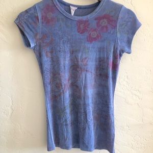 Vintage 90’s Y2K mesh stretchy floral top